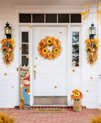 23.25" H Fall Linen Scarecrow Doorstop Porch Decor