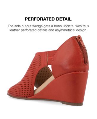 Women's Aretha Perforated Peep Toe Wedge Sandals