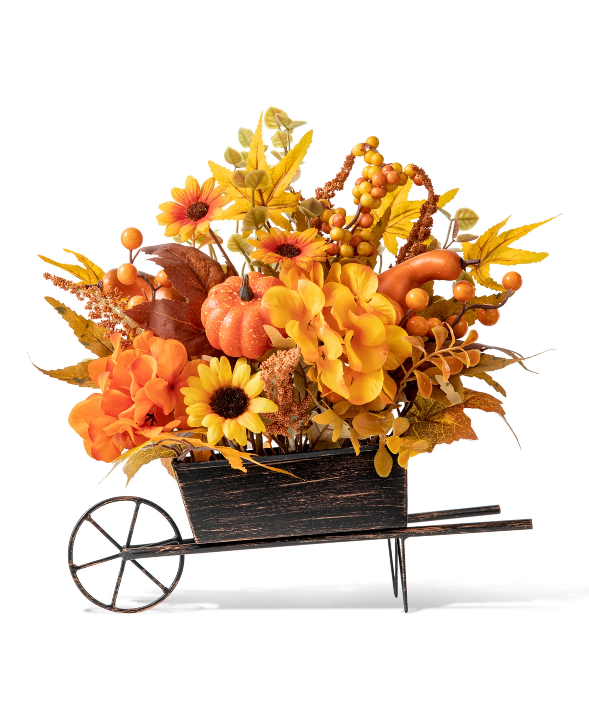 14" L Fall Floral Cart Centerpiece - Multi