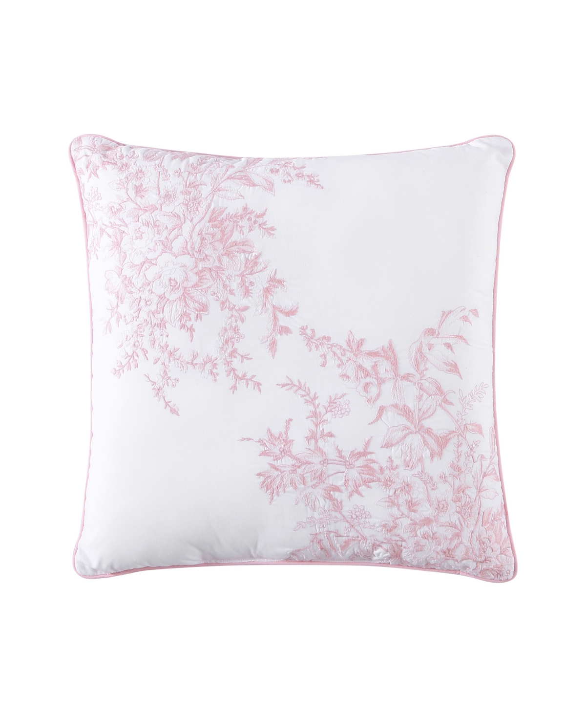 Laura Ashley Bedford Embroidered Decorative Pillow, 20" X 20" In Pale Pink