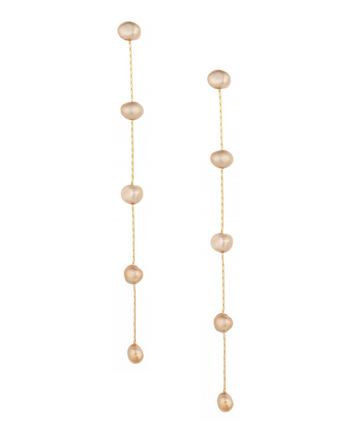 Shop Ettika 18k Gold Plated Brass Dripping In Freshwater Pearl Earrings In Champagne