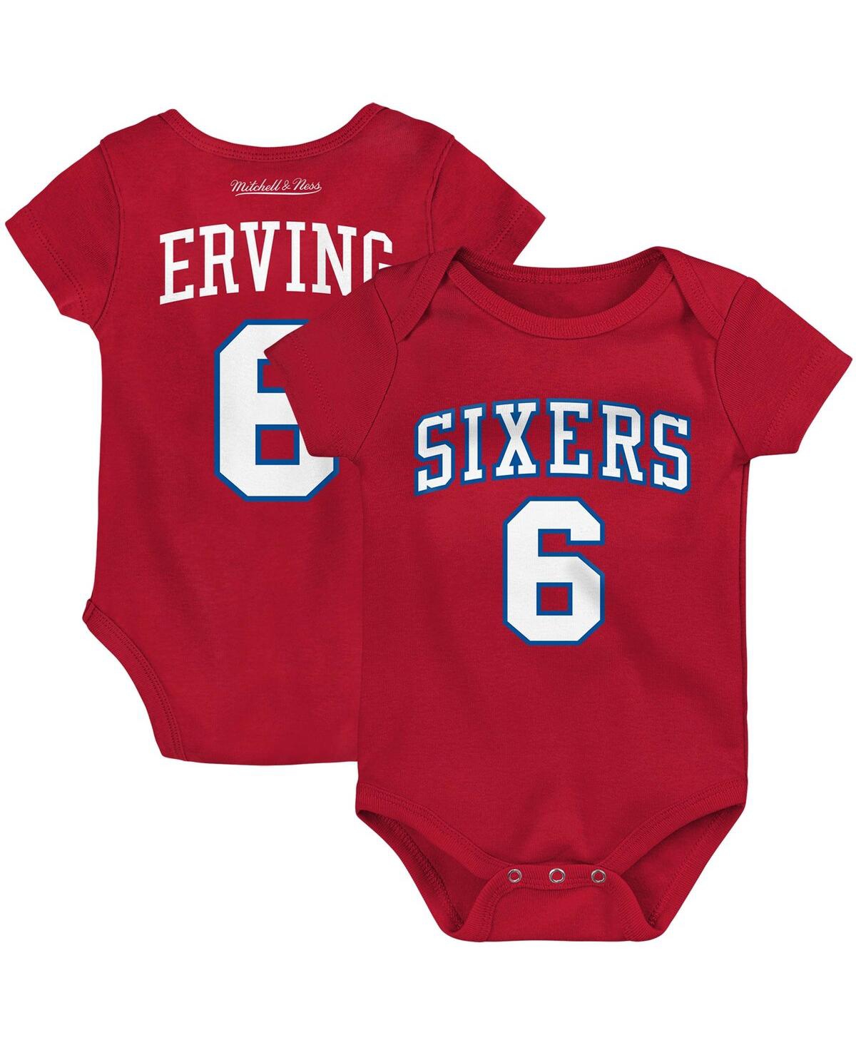 Shop Mitchell & Ness Infant Boys And Girls  Julius Erving Red Philadelphia 76ers Hardwood Classics Name An