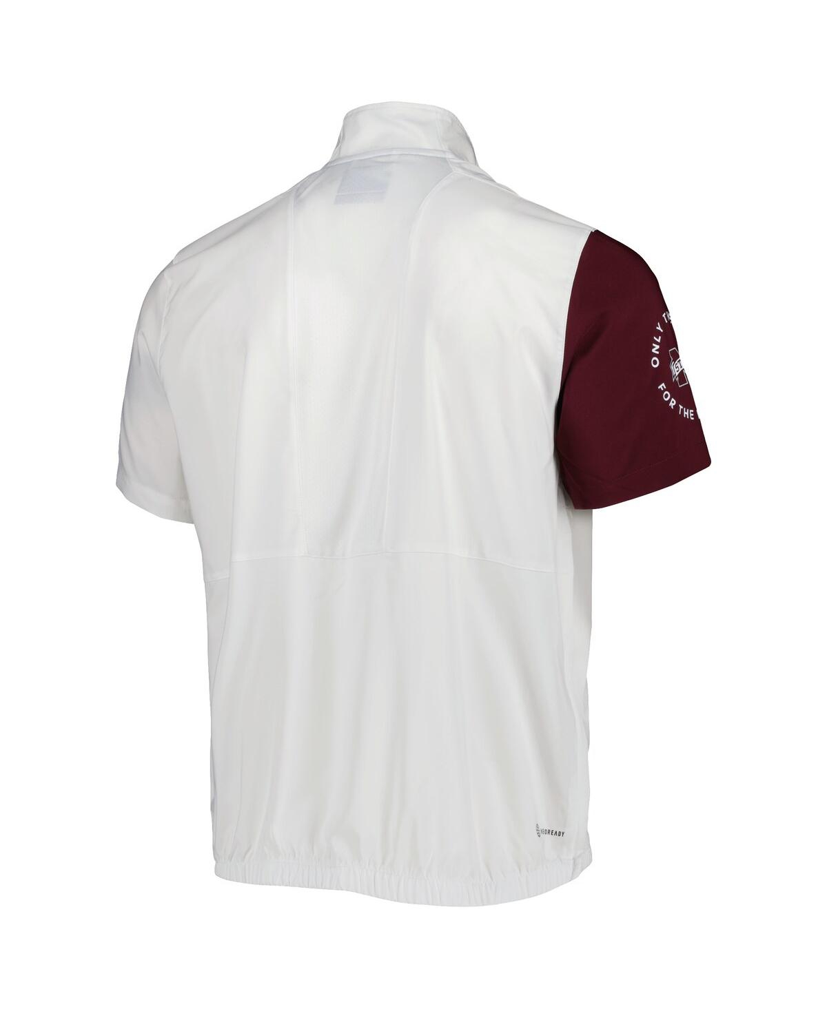 Men's adidasMississippi State Bulldogs M Stm Aeroready Half-Zip Jacket - White