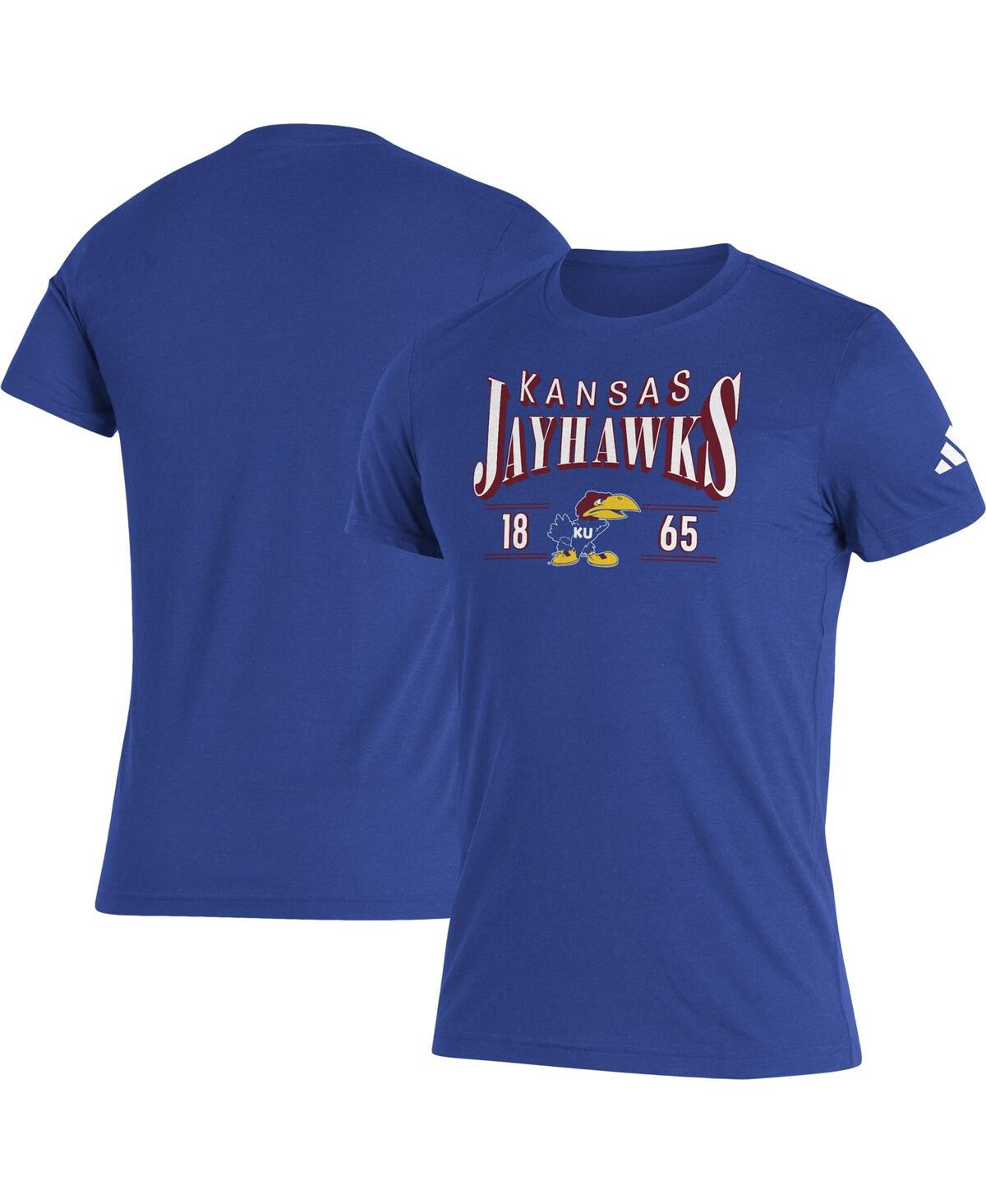 Shop Adidas Originals Men's Adidas Royal Kansas Jayhawks Along The Shadow Tri-blend T-shirt