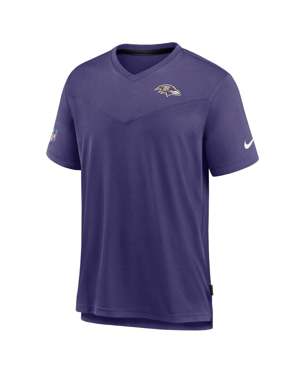 Shop Nike Men's  Purple Baltimore Ravens Sideline Coach Chevron Lock Up Logo V-neck Performance T-shirt