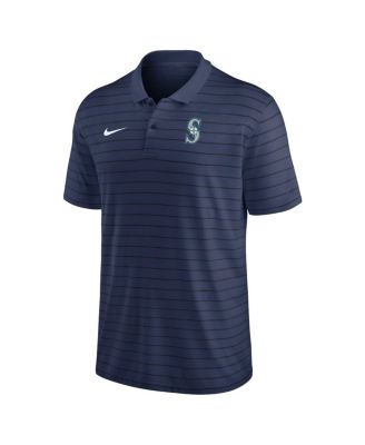 Men's Navy Seattle Mariners Authentic Collection Victory Striped Performance Polo Shirt