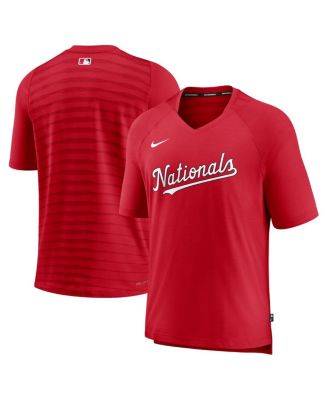 Men's Red Washington Nationals Authentic Collection Pregame Raglan Performance V-Neck T-shirt