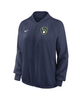 Women's Navy Milwaukee Brewers Authentic Collection Team Raglan Performance Full-Zip Jacket