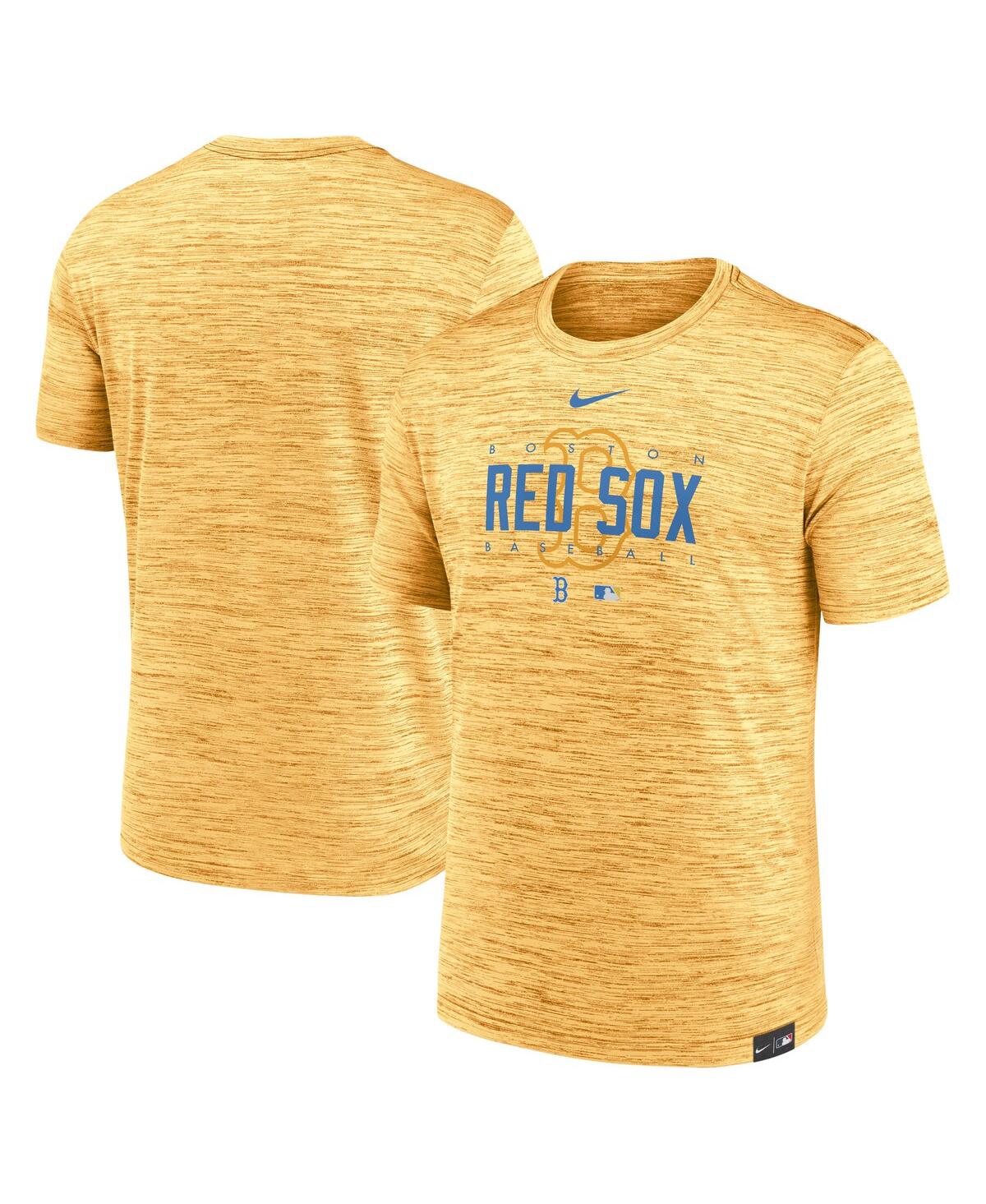Shop Nike Men's  Gold Boston Red Sox City Connect Velocity Practice Performance T-shirt