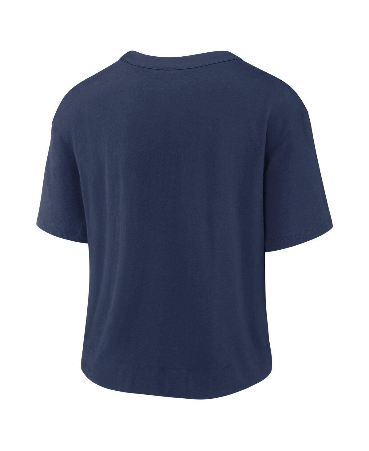 Nike Women's  Navy, White Cleveland Guardians Line Up High Hip Fashion T-shirt In Navy,white