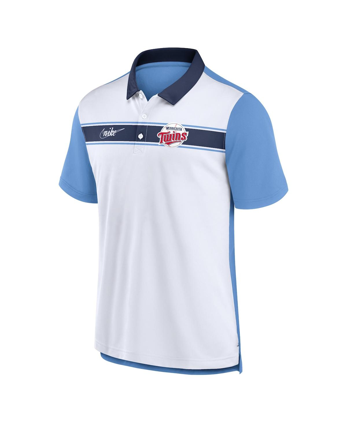 Shop Nike Men's  White, Light Blue Minnesota Twins Rewind Stripe Polo Shirt In White,light Blue