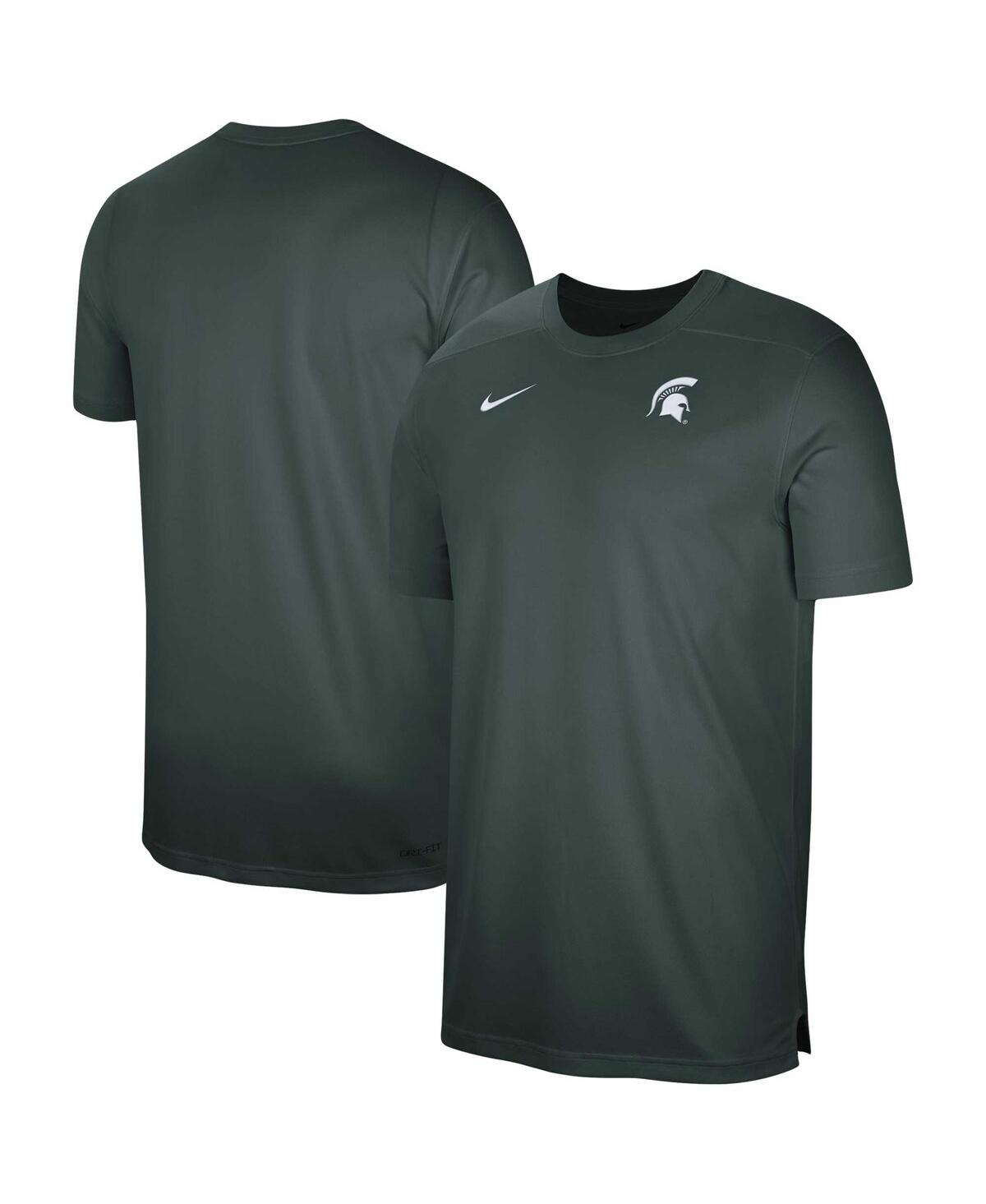 Shop Nike Men's  Green Michigan State Spartans Sideline Coaches Performance Top