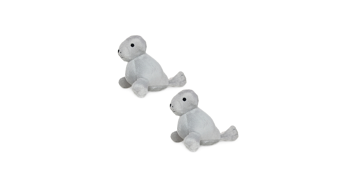 Jr Arctic Seal, 2-Pack Dog Toys - Grey