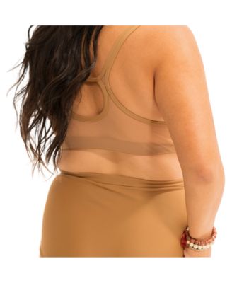Plus Size Nude Shade Wireless Comfort Mesh Racerback Bra