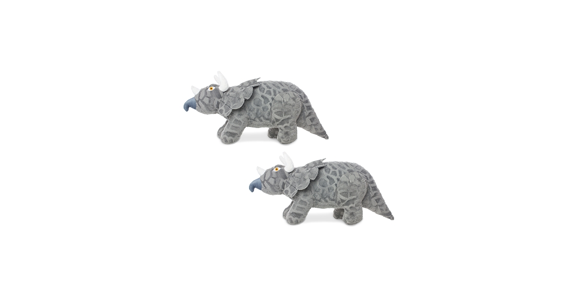 Dinosaur Triceratops, 2-Pack Dog Toys - Grey