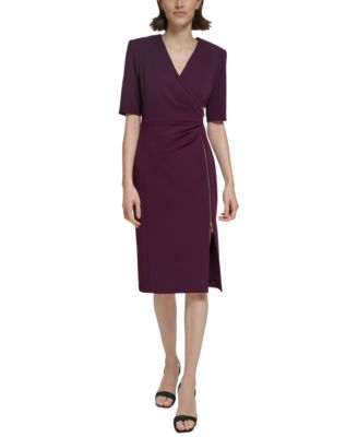 Calvin Klein Women s Surplice Side Zip Sheath Dress Macy s