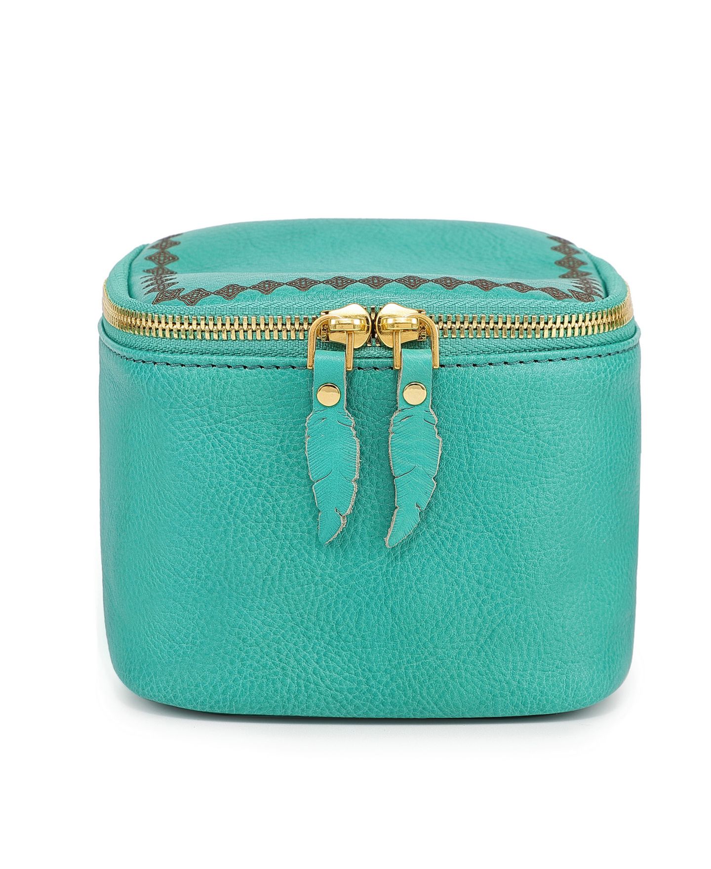 OLD TREND Celosia Cube Leather Jewelry Case, цвет: Аквамариновый — фото 1