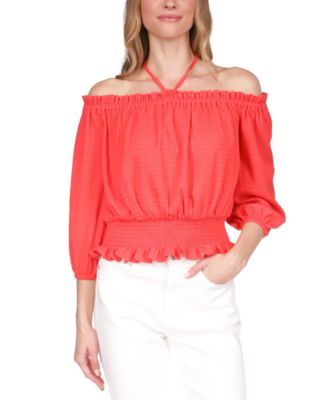 Michael Kors - Women's Smocked Long Sleeve Blouson Top