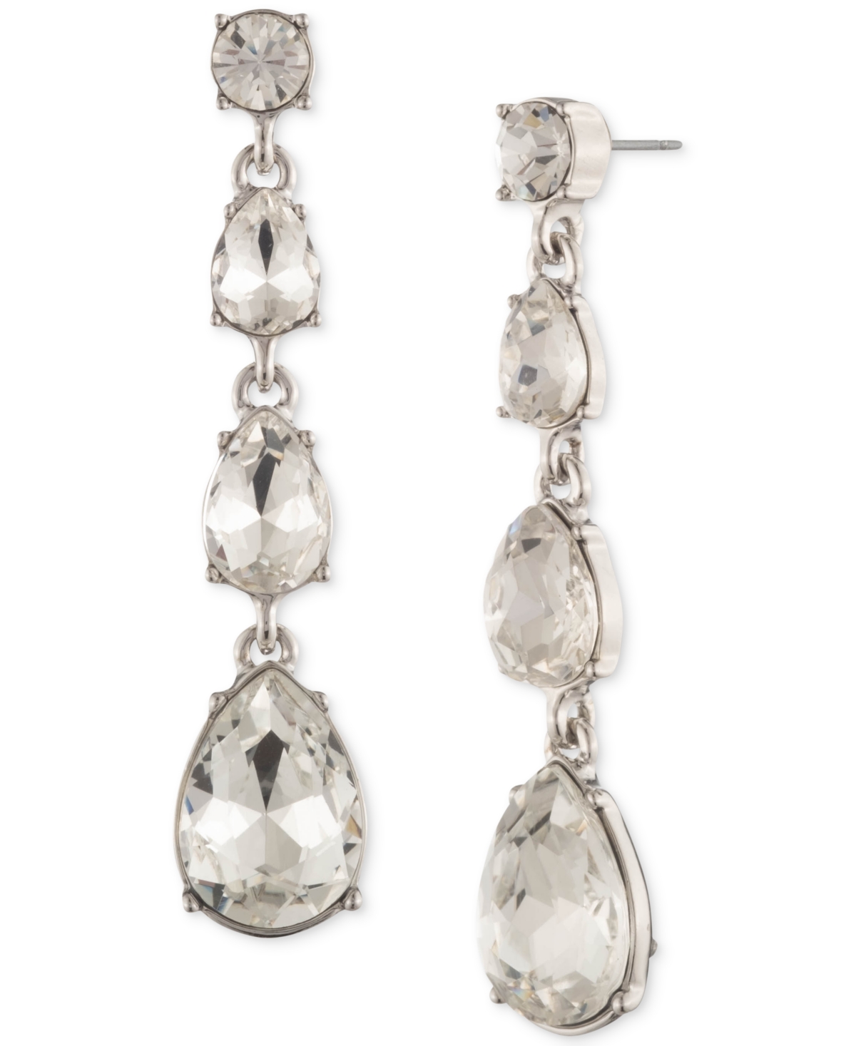 Givenchy Round Pear Shape Crystal Linear Drop Earrings Smart