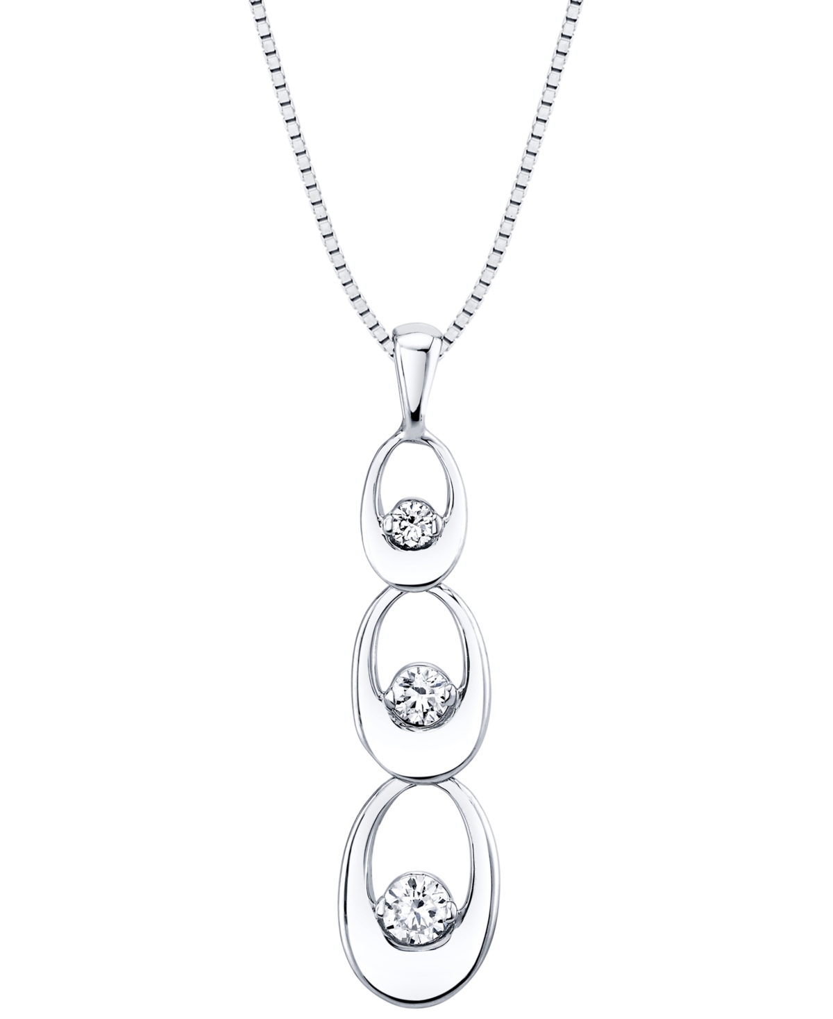 Diamond Graduated Ovals 18" Pendant Necklace (1/5 ct. t.w.) in 14k White Gold - K White Gold