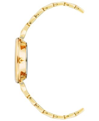 Women's Three Hand Quartz Round Gold-Tone Alloy Link Bracelet Watch, 30mm
