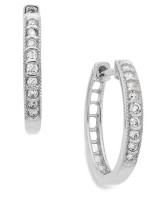 Diamond Mini Hoop Earrings in 10k White Gold (1/6 ct. t.w.)