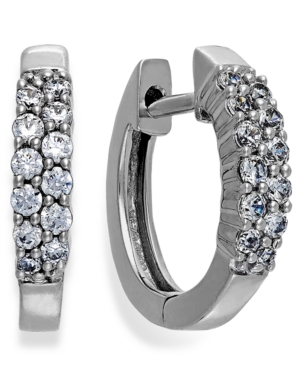 image of Diamond Two-Row Hoop Earrings in 14k White Gold (1/4 ct. t.w.)