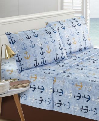 Harper Lane Anchors Away Microfiber Sheet Sets Bedding In Blue