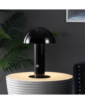 Boletus 10.75" Contemporary Bohemian Rechargeable, Cordless Iron Integrated LED Mushroom Table Lamp