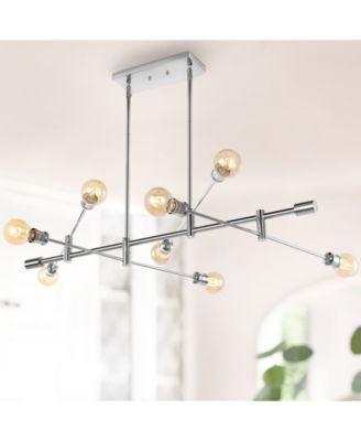 Ikon 63" 8-Light Mid-Century Modern Arm-Adjustable Iron Linear LED Pendant