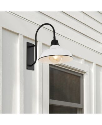 Stanley 12.25" 1-Light Farmhouse Industrial Indoor, Outdoor Iron LED Gooseneck Arm Outdoor Sconce