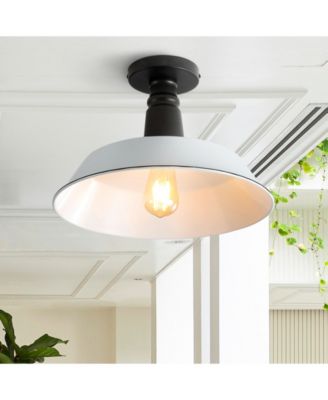 Camila 14" 1-Light Classic Industrial Indoor, Outdoor Iron LED Semi Flush Mount