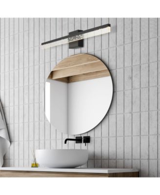 Ingres 30" 1-Light Modern Contemporary 360-Degree Rotatable Iron, Seeded Acrylic Integrated LED Vanity Light