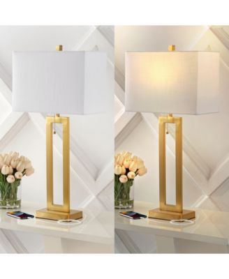 Sabrina 28.5" Vintage-inspired Industrial Iron LED Table Lamp with Pull-Chain and USB Charging Port, Set of 2