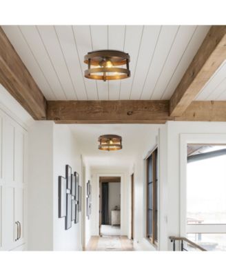 Cooper 16" 3-Light Farmhouse Industrial Iron LED Flush Mount