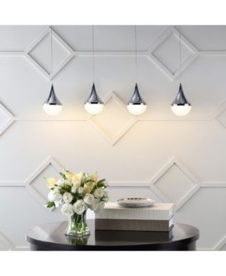 Elena Teardrop 47" 4-Light Modern Mid-Century Iron, Acrylic Integrated Linear LED Pendant