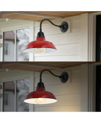 Aurora 12.25" 1-Light Farmhouse Industrial Indoor, Outdoor Iron LED Gooseneck Arm Outdoor Sconce