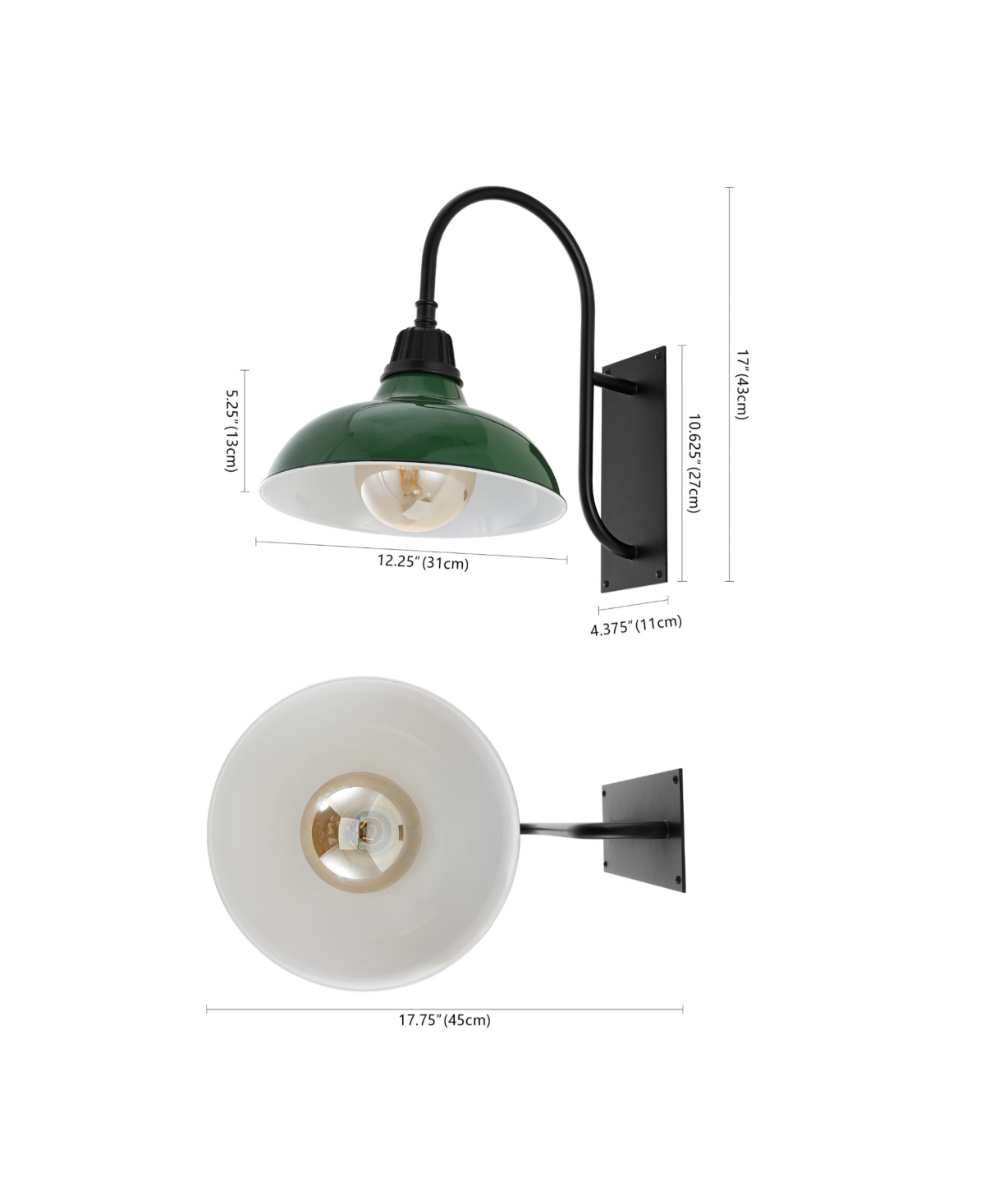 Stanley 1-Light Farmhouse Industrial Indoor, Outdoor Iron Led Gooseneck Arm Outdoor Sconce - White