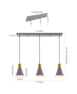 Apollo 33.5" 3-Light Mid-Century Modern Iron Adjustable Linear LED Pendant