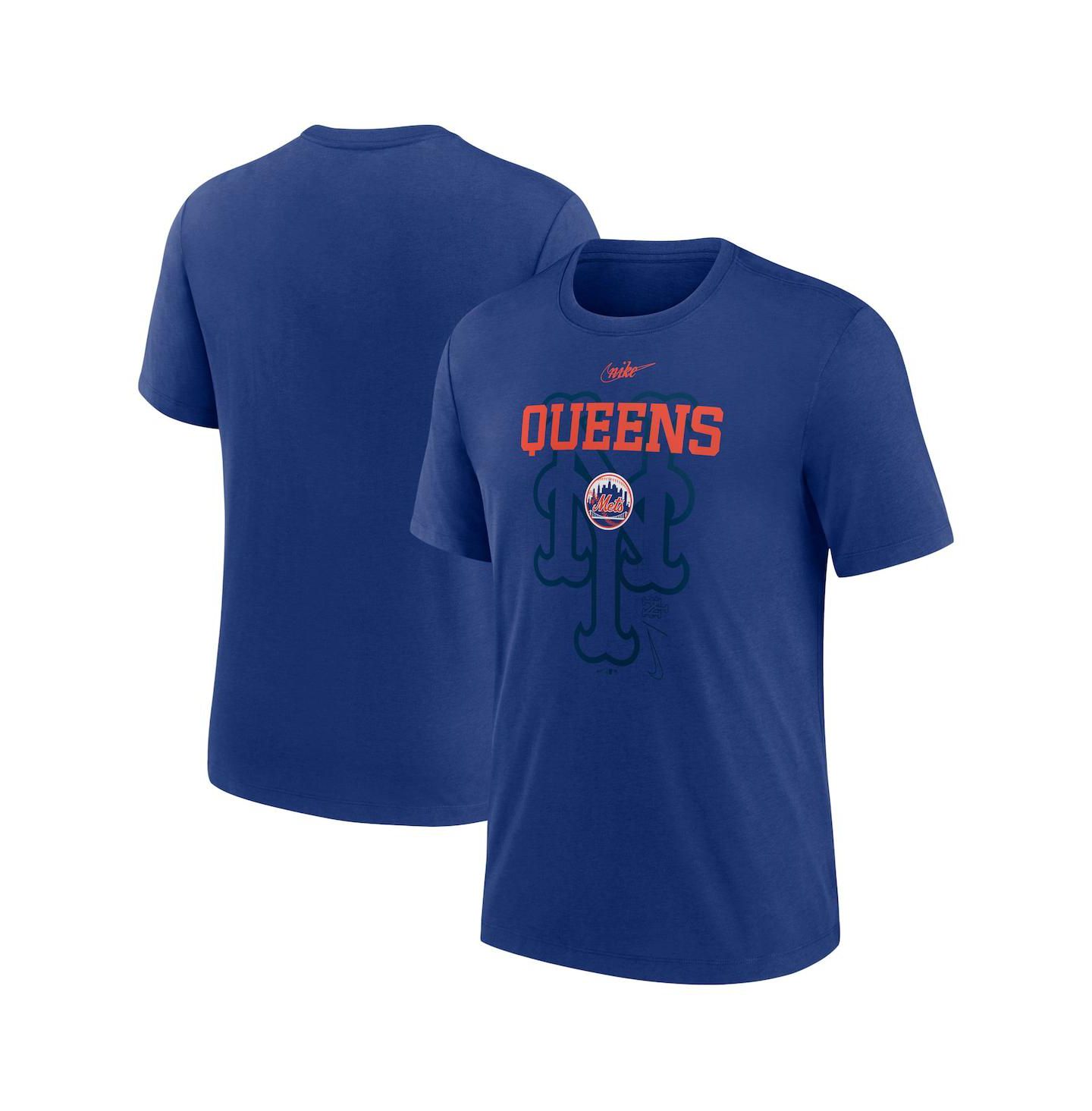 Мужская футболка Nike Royal New York Mets Rewind Retro Tri-Blend — фото 1