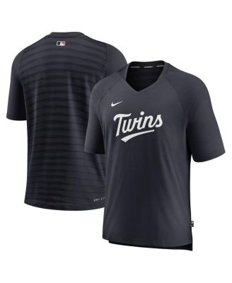 Men's Minnesota Twins Navy Authentic Collection Pregame Raglan Performance V-Neck T-shirt