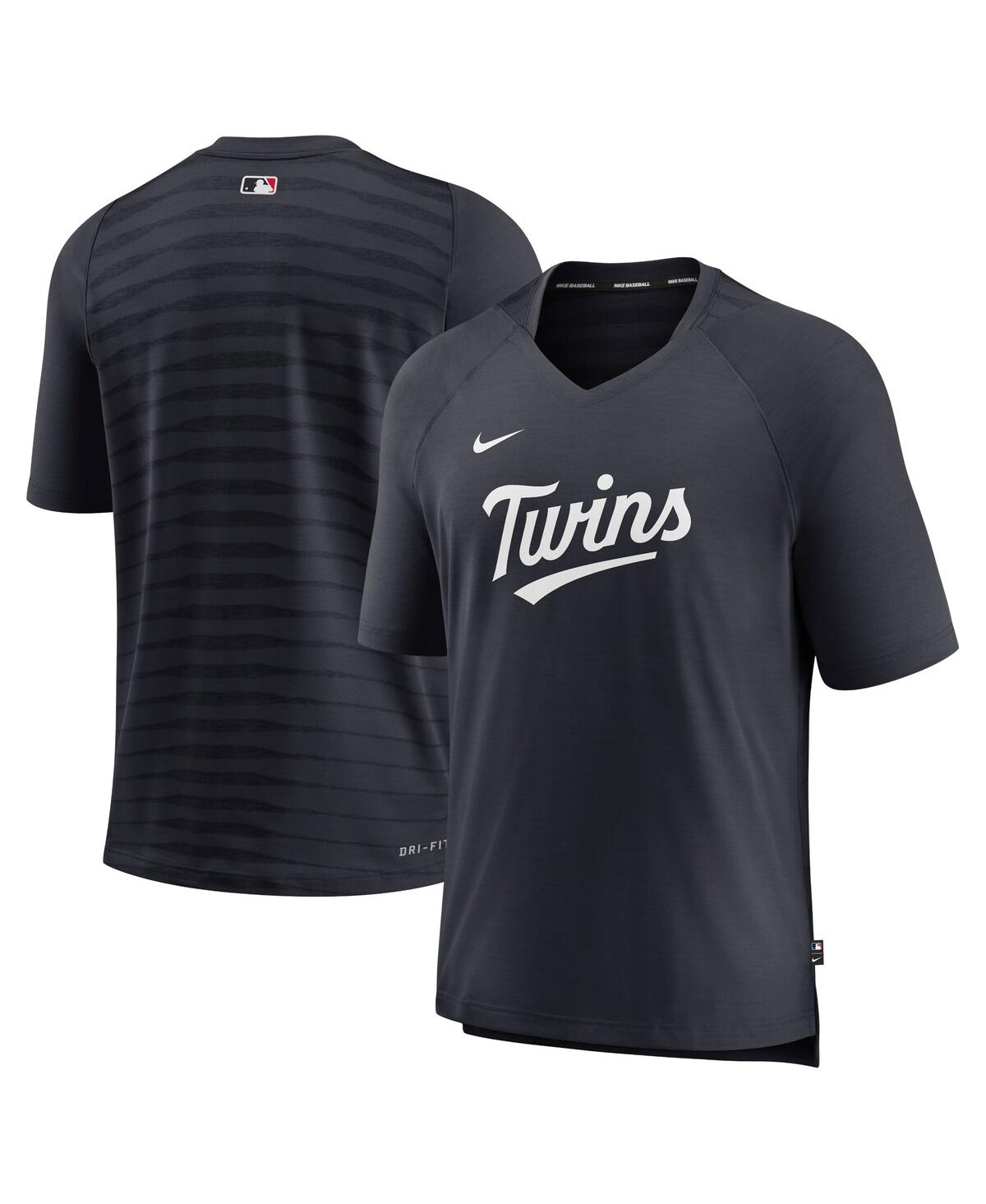 Men's Nike Minnesota TwinsAuthentic Collection Pregame Raglan Performance V-Neck T-shirt - Navy