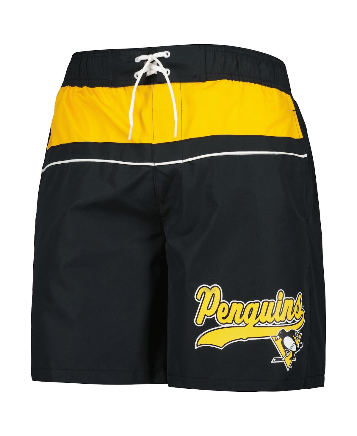 Shop Starter Men's  Black Pittsburgh Penguins Freestyle Volley Swim Shorts