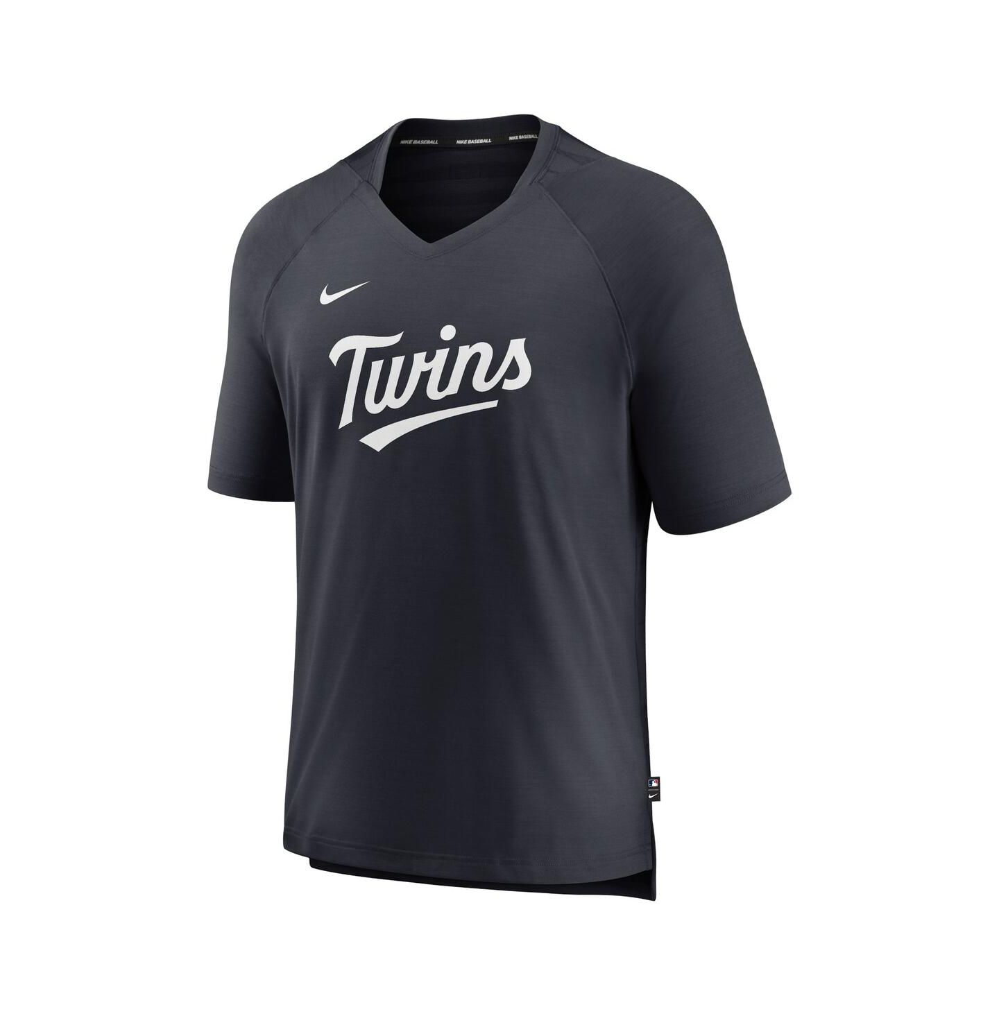 Мужская футболка Nike Minnesota Twins Navy Authentic Collection Pregame Raglan Performance V-Neck — фото 3