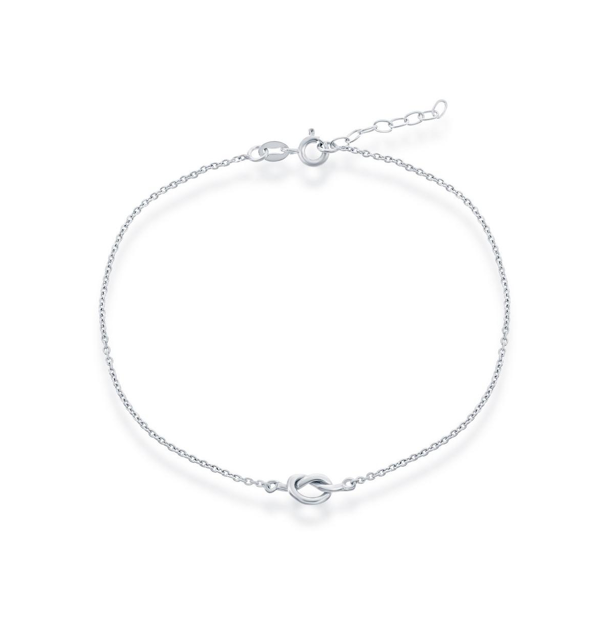 Sterling Silver Love Knot Anklet - Silver