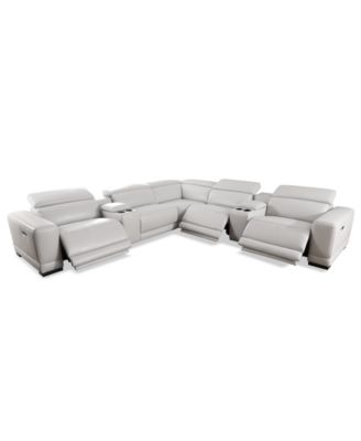 Krofton 7-Pc. Beyond Leather Fabric Sectional with 3 Power Motion Recliners and 2 Consoles, Created for Macy's