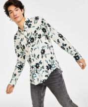 GUESS Men's Eco Bonsai Fitted Tiger-Print Shirt - Macy's