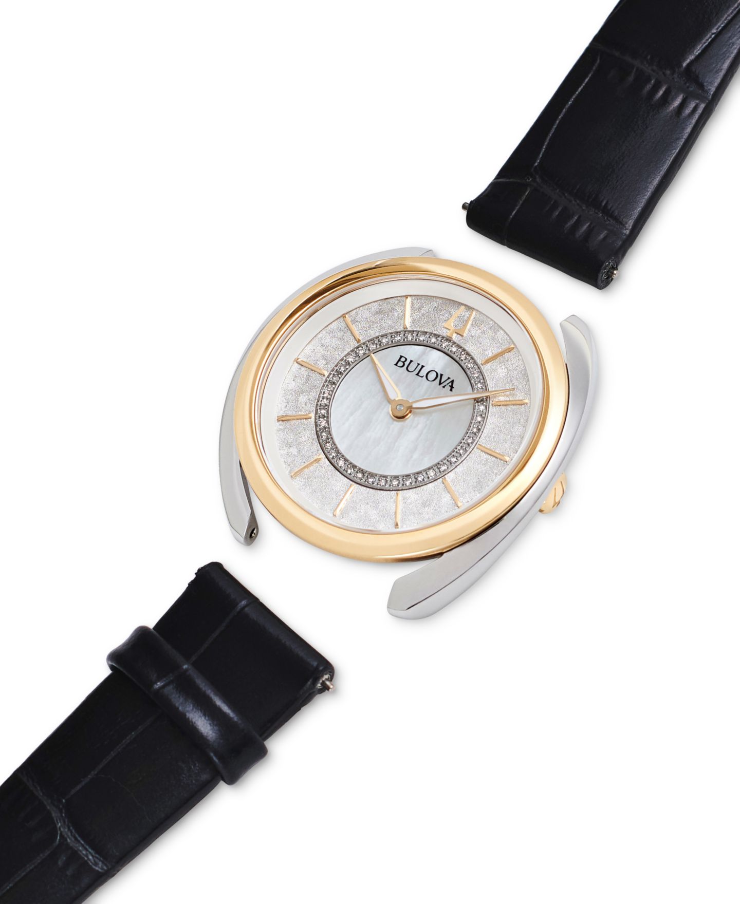 Женские часы Bulova Duality Diamond (1/10 ct. t.w.) Two-Tone Stainless Steel Bracelet Watch Box Set 34mm — фото 12