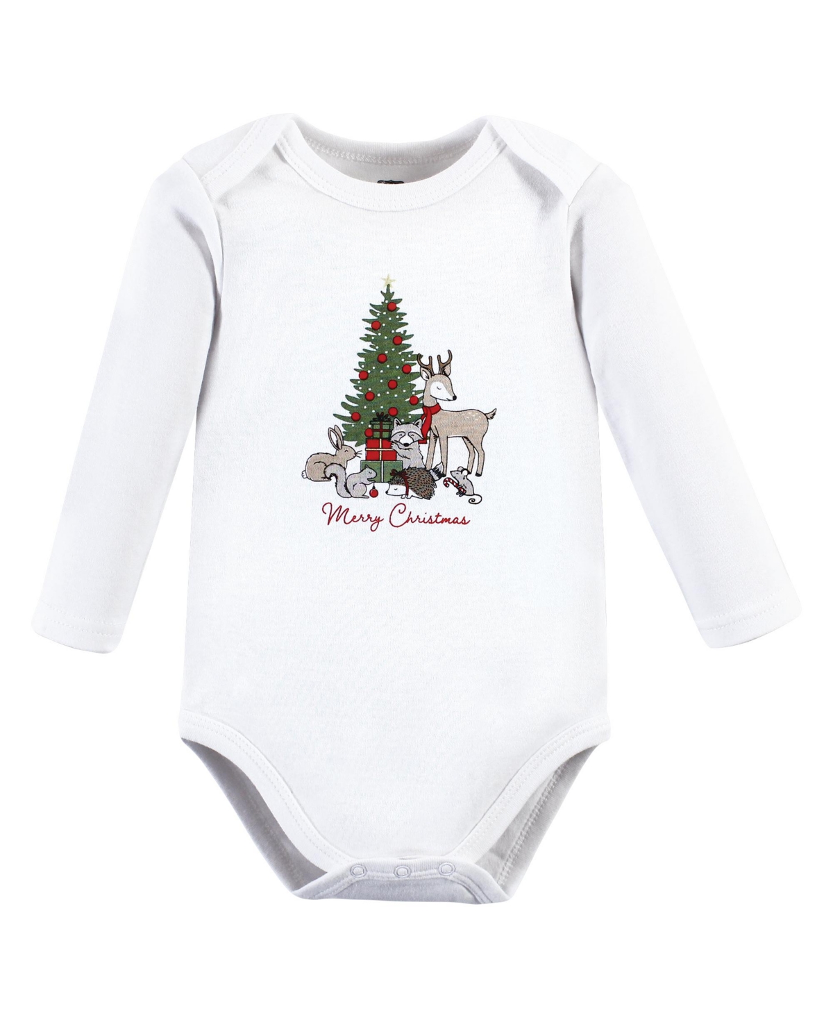 Hudson Baby Unisex Baby Cotton Long-Sleeve Bodysuits, 5-Pack - Christmas forest