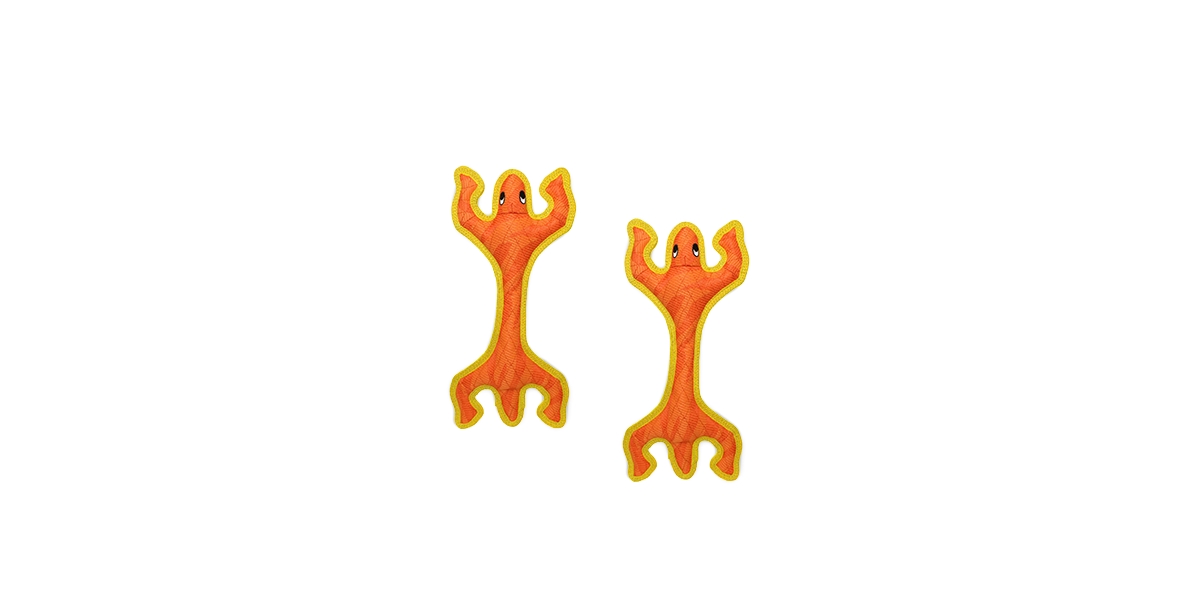 Lizard Tiger Orange-Yellow, 2-Pack Dog Toys - Bright Orange